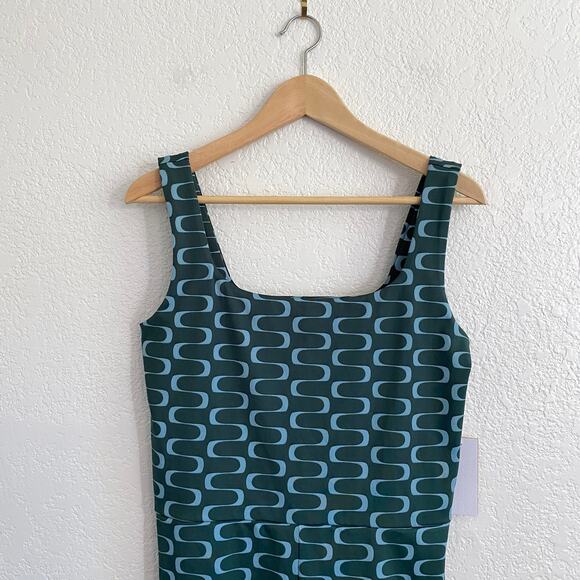 Reformation Liv EcoMove Cutout Jumpsuit Venture Green Mod Tank Short Romper NWT - Picture 3 of 14